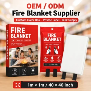 OEM 1m * 1m Fiberglass Fire Blanket CE Certified Retail Color Box