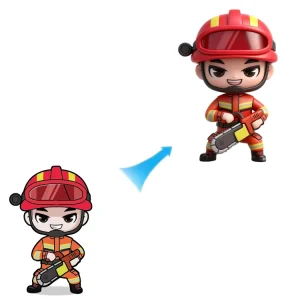 OEM Custom Vinyl Art Figurine Cartoon Firefighter Character Designer PVC Q Version Toy Collectible Action Figures