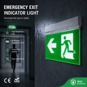 OEM Custom Wall Mounted LED Emergency Exit Sign Light Auto Test Battery Backup Fire Safety Lamp For Commercial Office Building