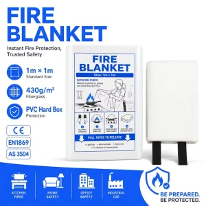 OEM Fiberglass Fire Blanket 1m x 1m PVC Hard Box EN1869 Certified Kitchen Fire Suppression Solution