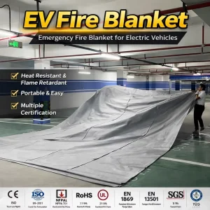 OEM ODM 6*8m CE Certified Vehicle Fire Blanket Custom Logo Silicone Coated Fiberglass Factory