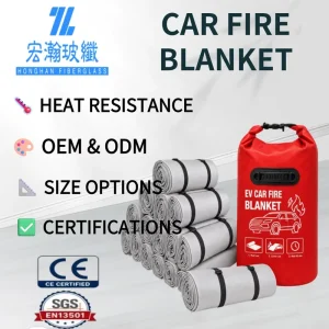 OEM ODM Custom Logo Car Fire Blanket with Waterproof Red Carry Bag for Vehicle Emergency Safety