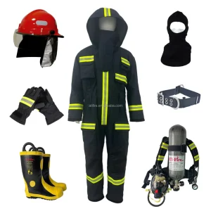 One Piece Multi Layer Meta Aramid Fire Fighter Suit EN 469 High Vis Reflective