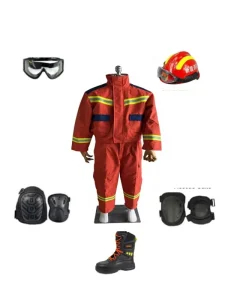 Orange Aramid Flame Retardant Full Body Emergency Rescue Firefighter Suit ATPV 25 40cal cm 4 Protection Model