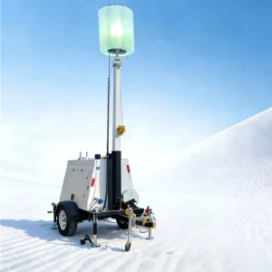 Outdoor Emergency Trailer-mounted Mobile Lighting Tower Diesel-powered with Spherical Inflatable Lamp Shade