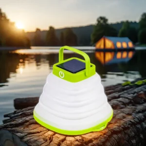 Outdoor LED Camping Lantern Solar Powered USB Rechargeable IP67 Waterproof Foldable Emergency Light with Hanging Hook for Hiking
