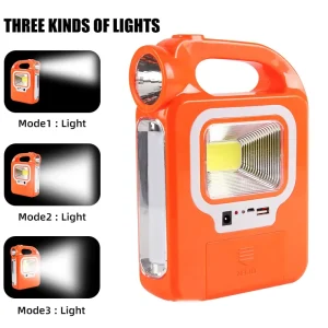 Outdoor Waterproof Rechargeable ABS Work Solar Light Flashlight Emergency Portable Work Light Solar Camping Lamps for Outdoor