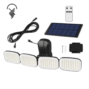 Outdoor Waterproof Sensor LED Garden Light 4 Heads Safety Emergency Remote Control Solar Light