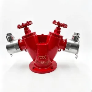 PCCQ DN65 2-Way Fire Hydrant Valve 65-16K-65 Double Head Breeching Inlet Siamese Connection for Fire Fighting System