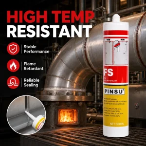 PINSU High Temperature Resistant Fire Silicone Sealant Flame Retardant Waterproof for Steel Structure Fire Door Woodworking