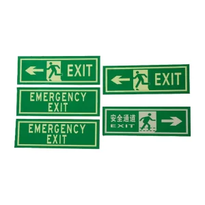 PVC Emergency Exit Sign Self Adhesive Glow in the Dark Sticker Fire Exit Signs UV Protection Film Safety Equipment Accessory