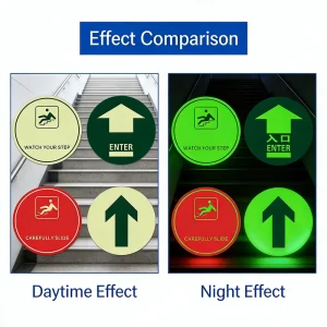 PVC Glow in the Dark High Light Reflective Evacuation Signs Self Adhesive Fire Safety Labels for Buildings