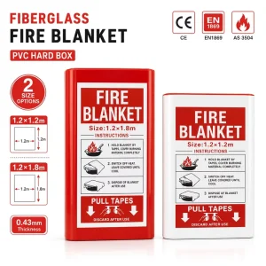 PVC Hard Box Fiberglass Fire Blanket 0.43mm 430gsm Multi Size Kitchen Grease Fire Safety Blanket
