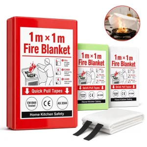 PVC Hard Box Fire Blanket 1m * 1m Fiberglass Cloth CE EN1869 Kitchen Grease Fire Control