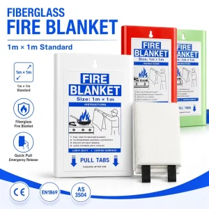 PVC Hard Case Fire Blanket Fiberglass 1x1m Kitchen Fire Protection CE Approved