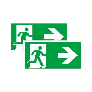 Pack of 2 Emergency Exit Signs Arrow Right 30x15cm 3mm Thick Plastic Escape Route & Rescue Way Information Signs