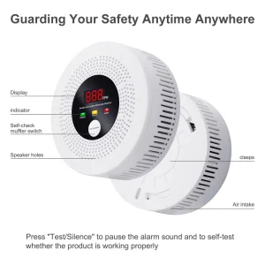 Photoelectric Smoke and CO Detector Combo With Silence Button Battery Operated High Accuracy Sound and Light Alarm For House