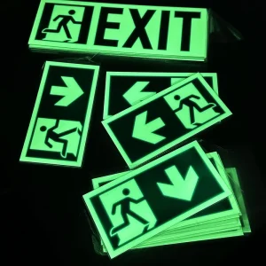 Photoluminescent Exit Sign Set Glow in the Dark Emergency Evacuation Signs with Directional Arrows