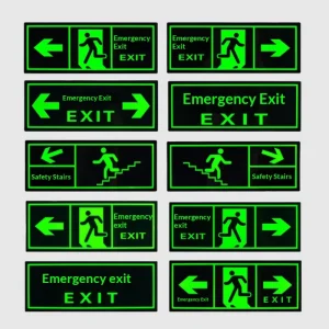 Plastic Safety Exit Signs with Running Man Design Self-Luminous Ground Markers Evacuation Routes Customized Logo & Color