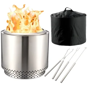 Portable 304 Stainless Steel Barbecue Stove Fire Pit Smokeless Outdoor Wood Fired Bonfire Pit 50x50x42cm 14kg