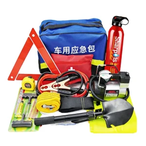 Portable Car Emergency Kit Automotive Rescue Tool Set Vehicle Fire Extinguisher Multi Function First Aid Kit Warning Triangle