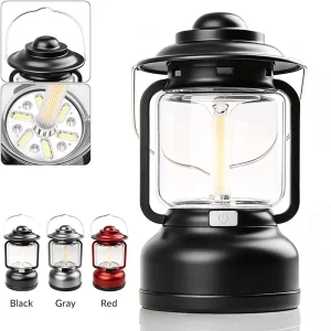 Portable Retro Lantern Warm LED USB Charging Dimmable Waterproof Emergency Night Vintage Decor for Outdoor Camping