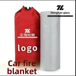 Portable Roll up Car Fire Blanket with Silicone Coated Fiberglass Waterproof PVC Red Dry Bag for Vehicle Fire Extinguishing