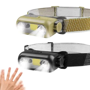 Powerful LED Headlamp with Motion Sensor Dual LED COB Rechargeable Waterproof Headlight for Night Work Emergency Torch