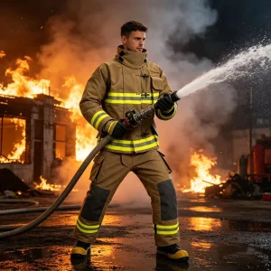 Professional Fire Fighting Uniform Flame Retardant Fire Suit For Fire Brigade Training And Rescue Work