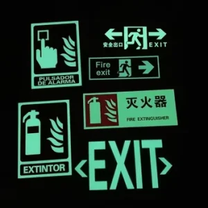 Professional Self Luminous Fire Safety Signs Aluminum Fire Extinguisher Safety Exit Sign