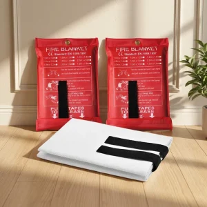 Quick Pull Foldable 1.2m Square Fire Blanket Wear resistant Oxford Hanging Bag Reusable for Sudden Fire Emergencies