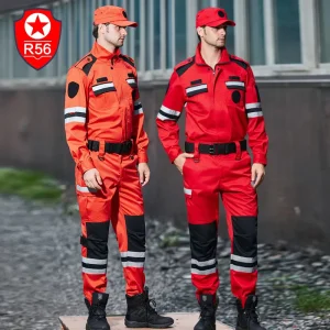 R56 Autumn Emergency Rescue Firefighting Suit Set Full Set Training Suit Outdoor Long Sleeve Split Polyester Cotton OEM