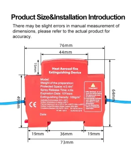 Rail Aerosol Fire Suppressor Dual Activation Way Auto Safety Gear for Switchgear and Power Distribution Cabinet