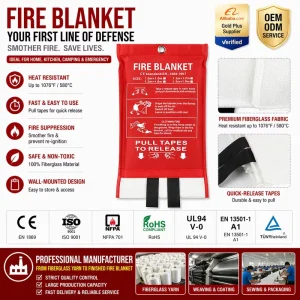 Ready to Ship 1*1m Kitchen Fiberglass Fire Blanket Emergency Suppression for Home Safety