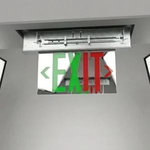 Recessed Mounting LED Exit Sign Emergency Lights White 120V-347V IP20 Steel+Acrylic Exit Signage
