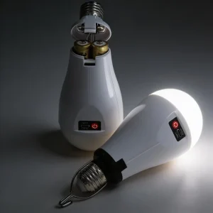 Rechargeable 20W/30W LED Emergency Light Bulb, Powered by a Removable 1600-2400mAh Battery, with Switch, AC/DC Power Supply