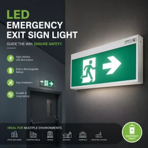 Rechargeable Emergency Exit Light Sign With Stairway Indicator LED Source for Fire Emergency and Evacuation Routes