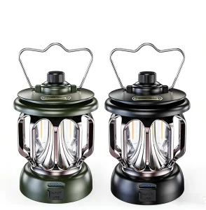 Rechargeable Retro LED Camping Lantern Portable Emergency Outdoor Light with AA Battery 3 Lighting Modes Warm White Light 183lm