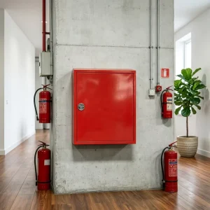 Recyclable Durable Red Fire Hose Reel Roll Box Single Door for Firefighting Equipment and Accessories