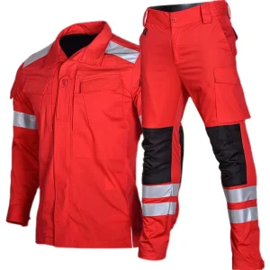 Red Emergency Reacue Polyester Cotton Clothes Fire Fighting Anti Tear Fireman Search Rescue Suit Safety Uniform