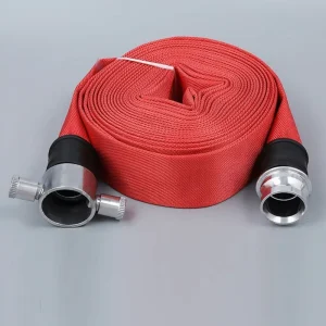 Red Polyester Jacket Mill Hose EPDM Inner Fire Hose with Aluminum John Morris Hose Couplings 21/2″ for Fire Fighting Equipments