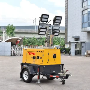 Rental Fleet Ready DC Diesel Light Tower 4*350W White LED Kubota Engine 150H Runtime Easy Transport Mobile Lighting Tower