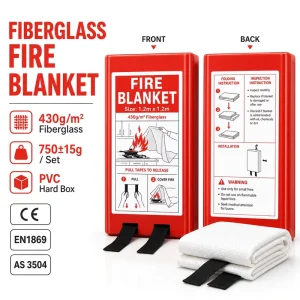 Residential Kitchen Fire Blanket Fiberglass PVC Box 1*1m CE EN1869 Safety Protection Tool