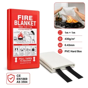 Restaurant Fire Blanket PVC Hard Box Fiberglass 1*1m EN1869 Kitchen Fire Safety OEM Supply