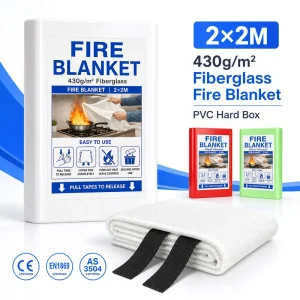 Retail Ready 2m * 2m PVC Box Fire Blanket Fiberglass Fabric CE Compliant B2B Supply