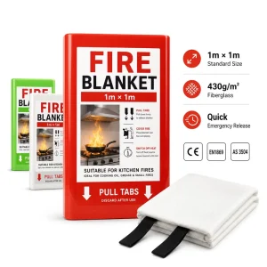 Retail Ready Fire Blanket PVC Hard Case 1*1m Fiberglass Kitchen Fire Emergency Protection