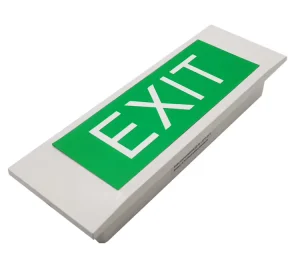 Safety White Exit Sign Plastic & Acrylic LED Emergency Exit Single Sided Li ion Battery High CRI 90 2W