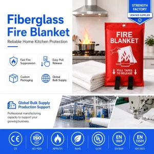 Sede* Certified 1M*1M Kitchen Fire Blanket DIN Standard Compliant for German Market High Density Fiberglass