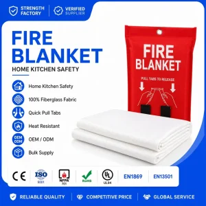 Sede* SMETA Audited 1*1m Fire Blanket DIN EN1869:2019 Certified for EU Safety Standards Verified Manufacturer Bulk