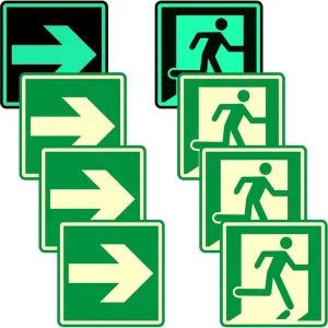 Self Adhesive Photoluminescent Safety Exit Signs Luminous Emergency Exit Sign for Fire Exit Guidance